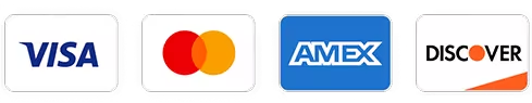 Visa, Mastercard, Amex, Discover accepted