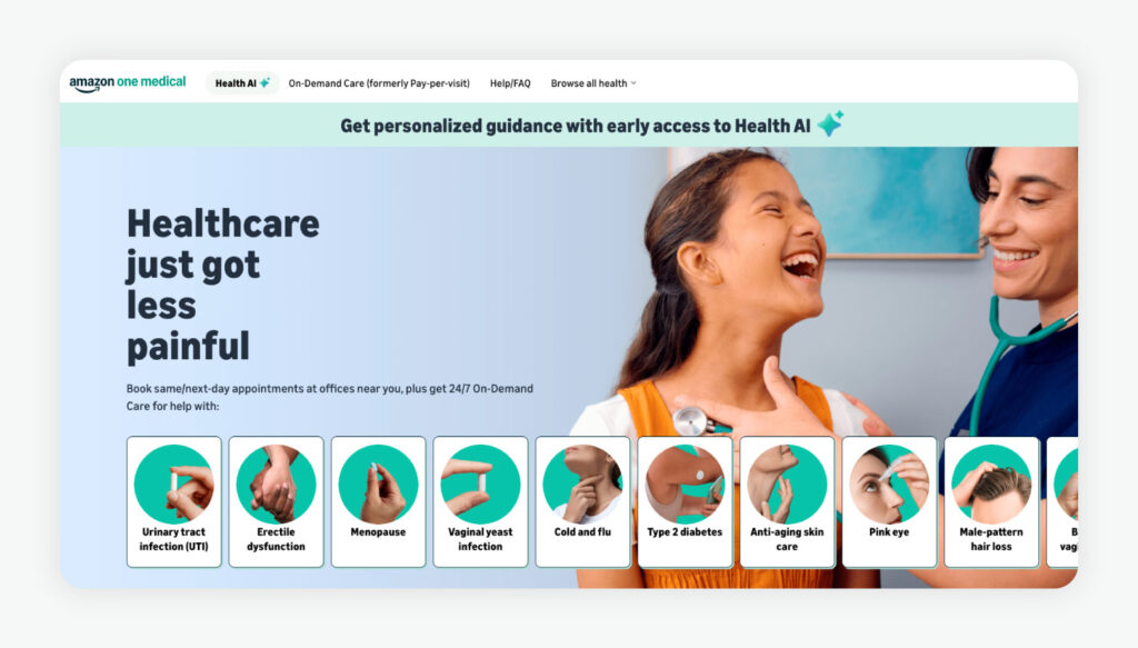 Amazon One Medical homepage.