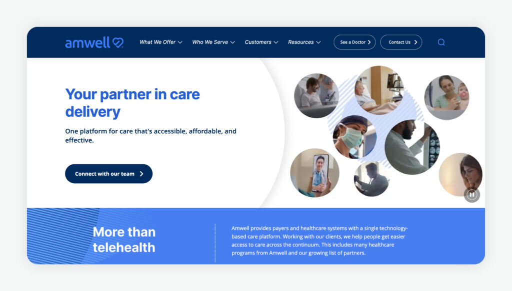 Amwell homepage.