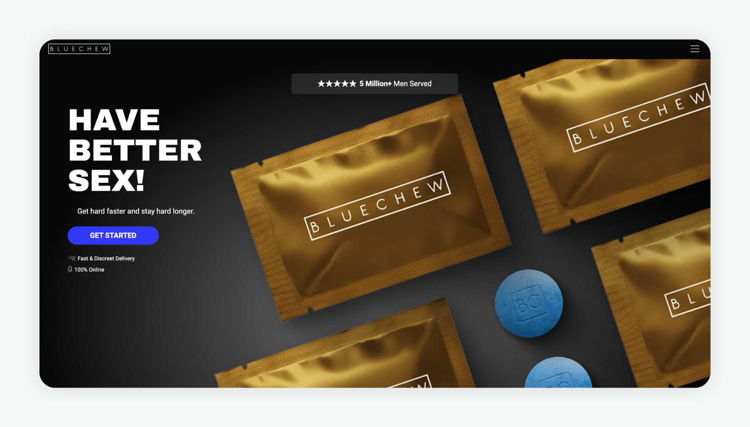 BlueChew homepage.