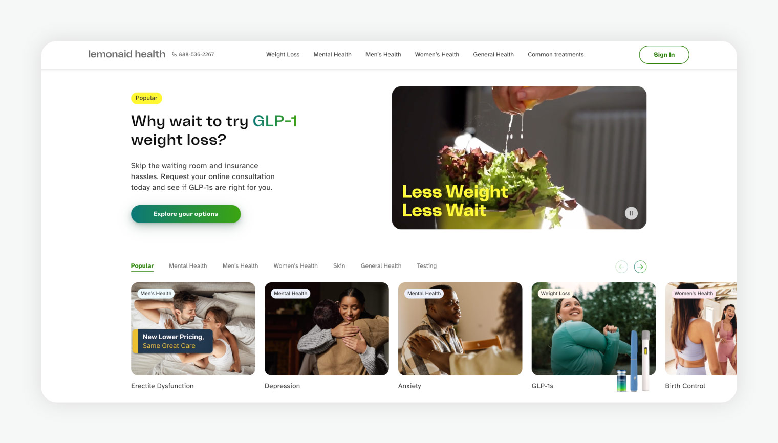 Lemonaid Health homepage.