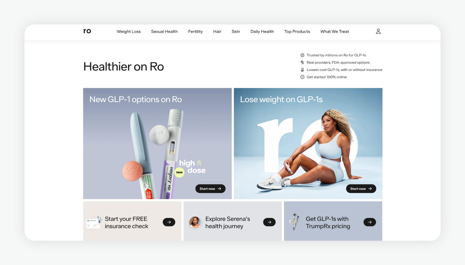 Ro homepage.