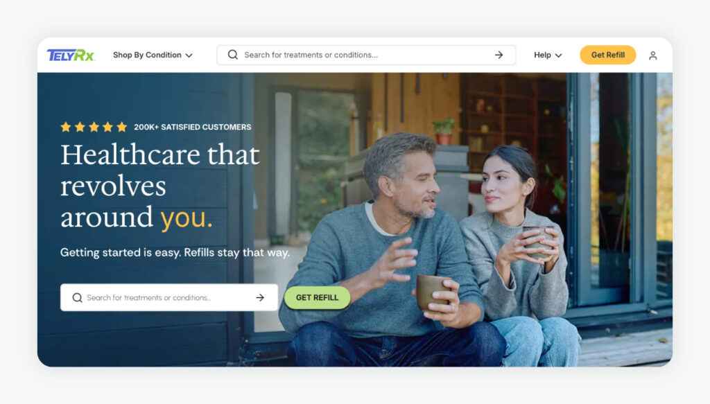 TelyRx homepage.
