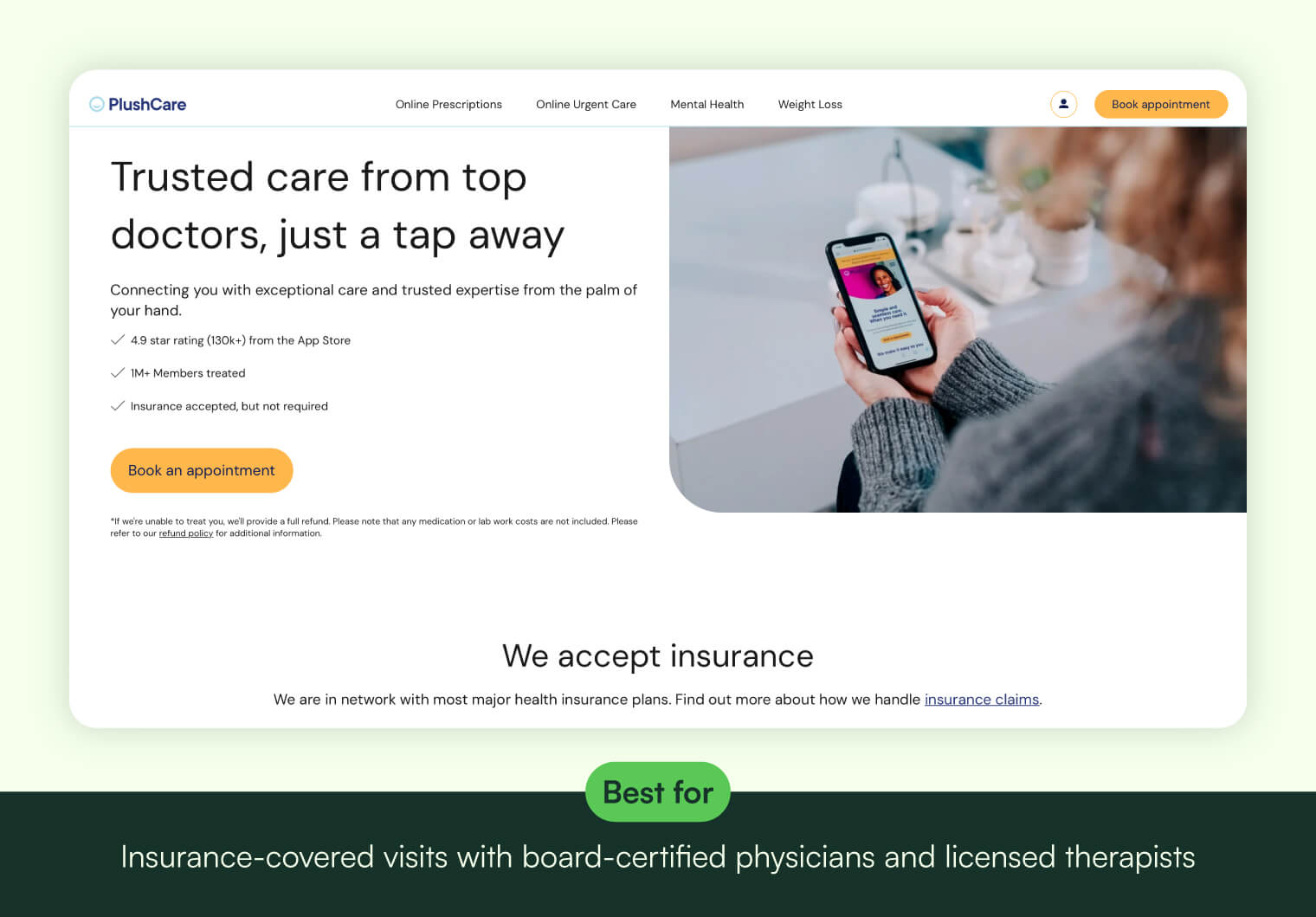 PlushCare homepage.