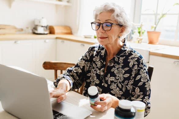 A woman ordering prescription online.