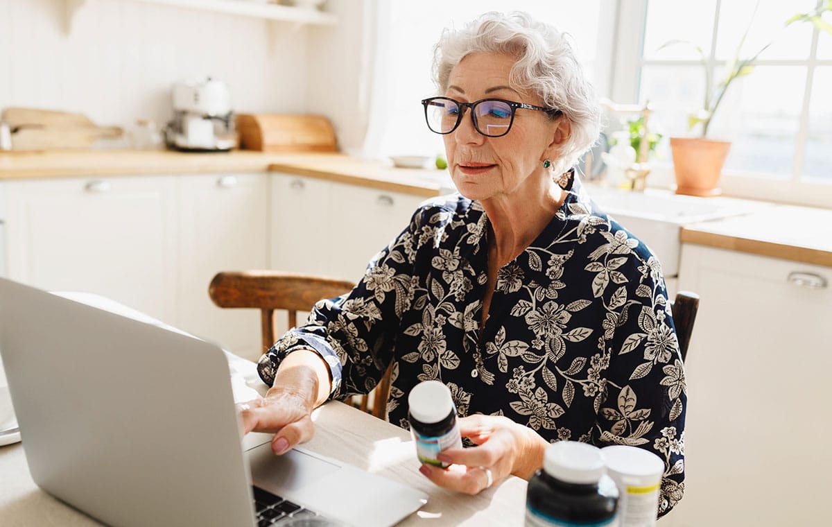 A woman ordering prescription online.