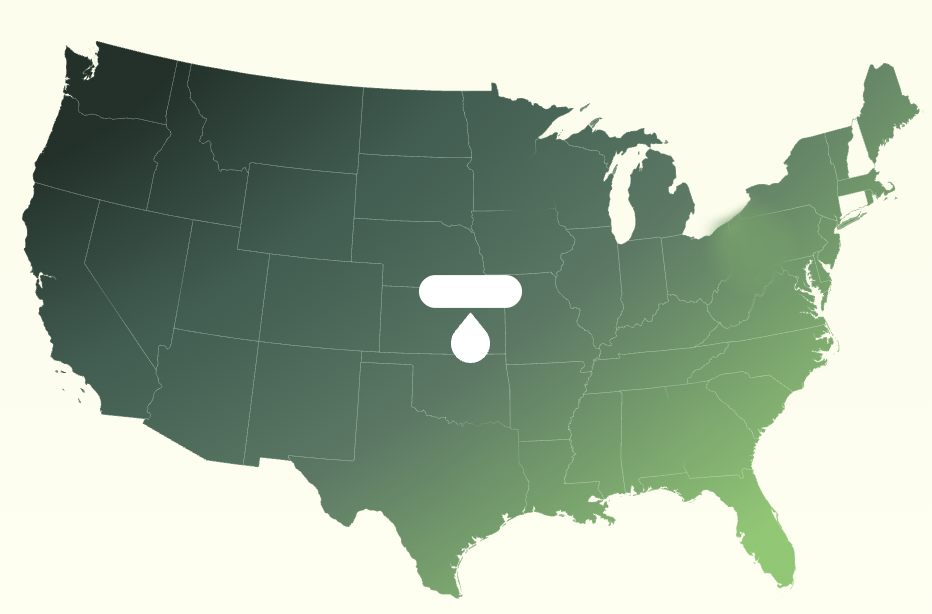 Map of the United States showing TelyRx provider coverage